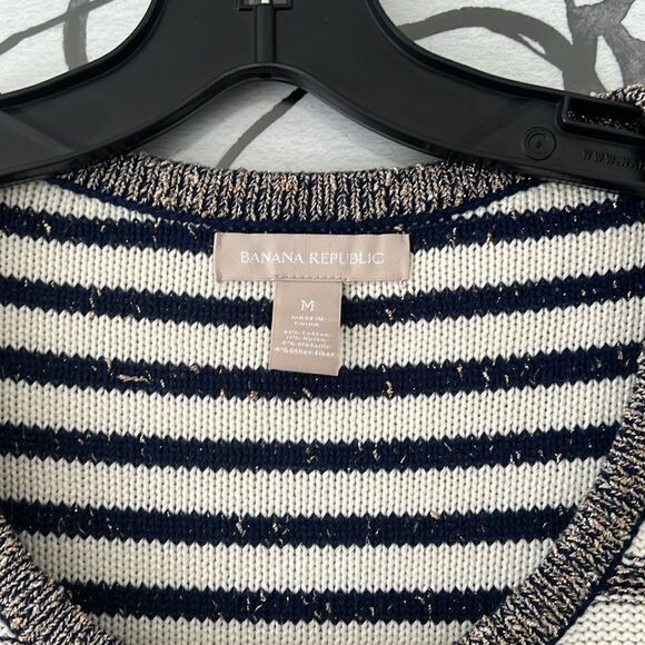 Banana Republic Metallic Stripped Cardigan Size Medium New - Picture 3 of 5